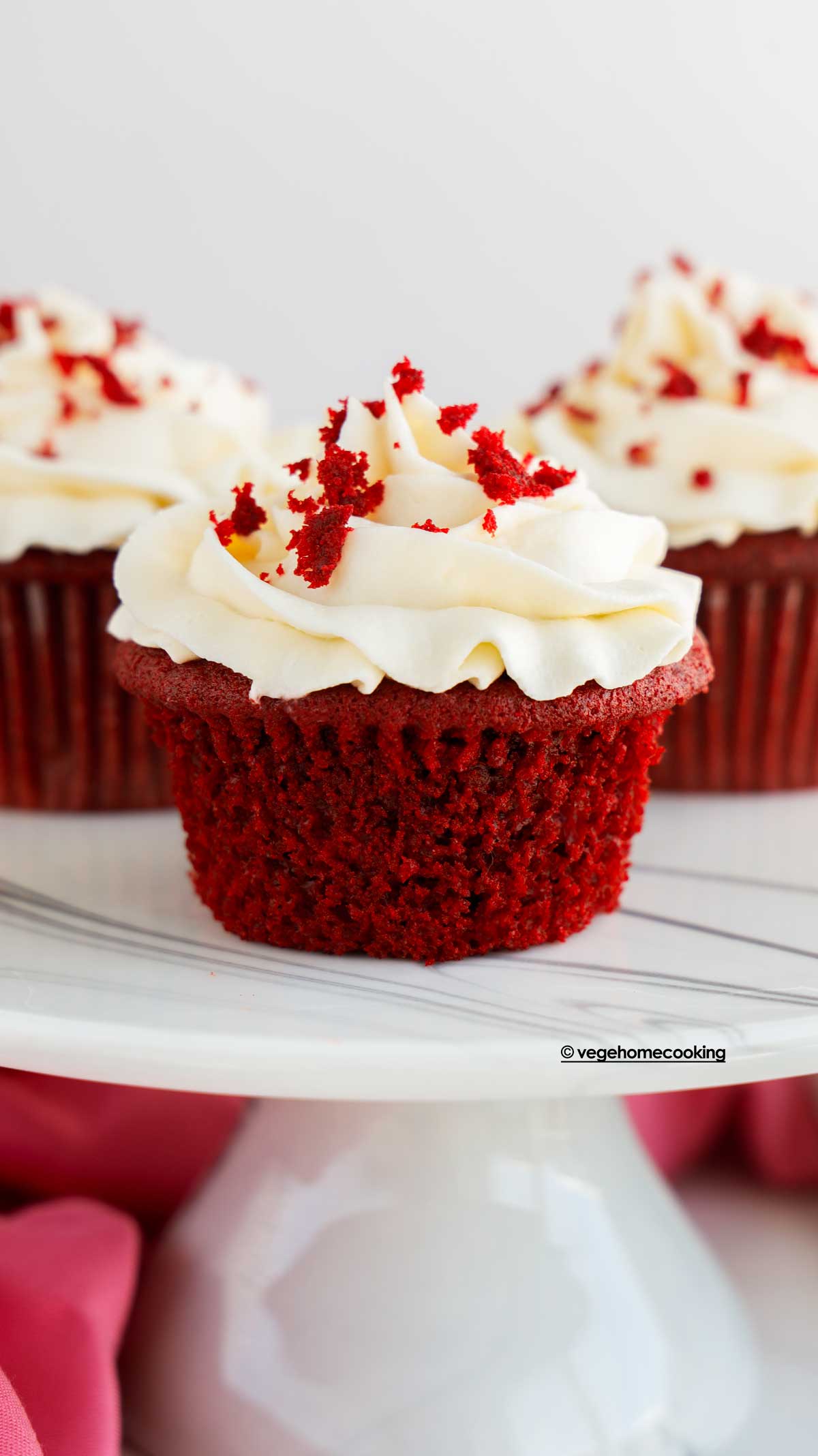 Eggless Red Velvet Cupcakes