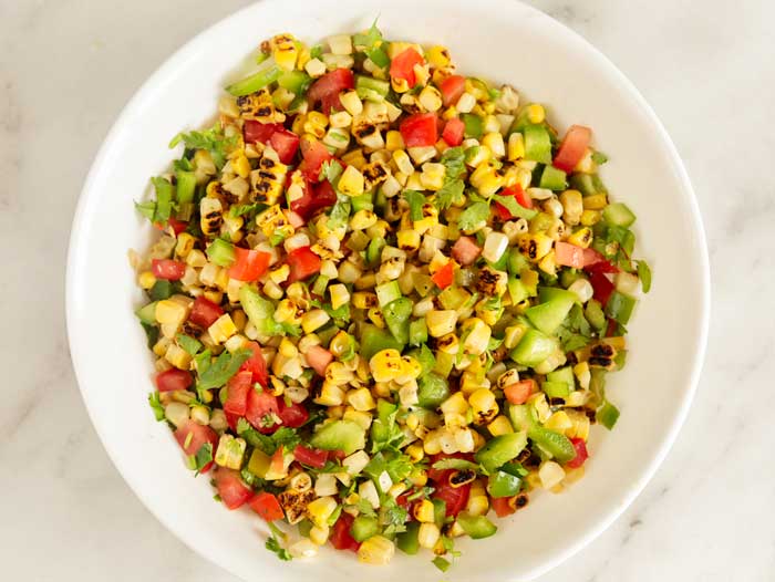 roasted corn salsa in a bowl