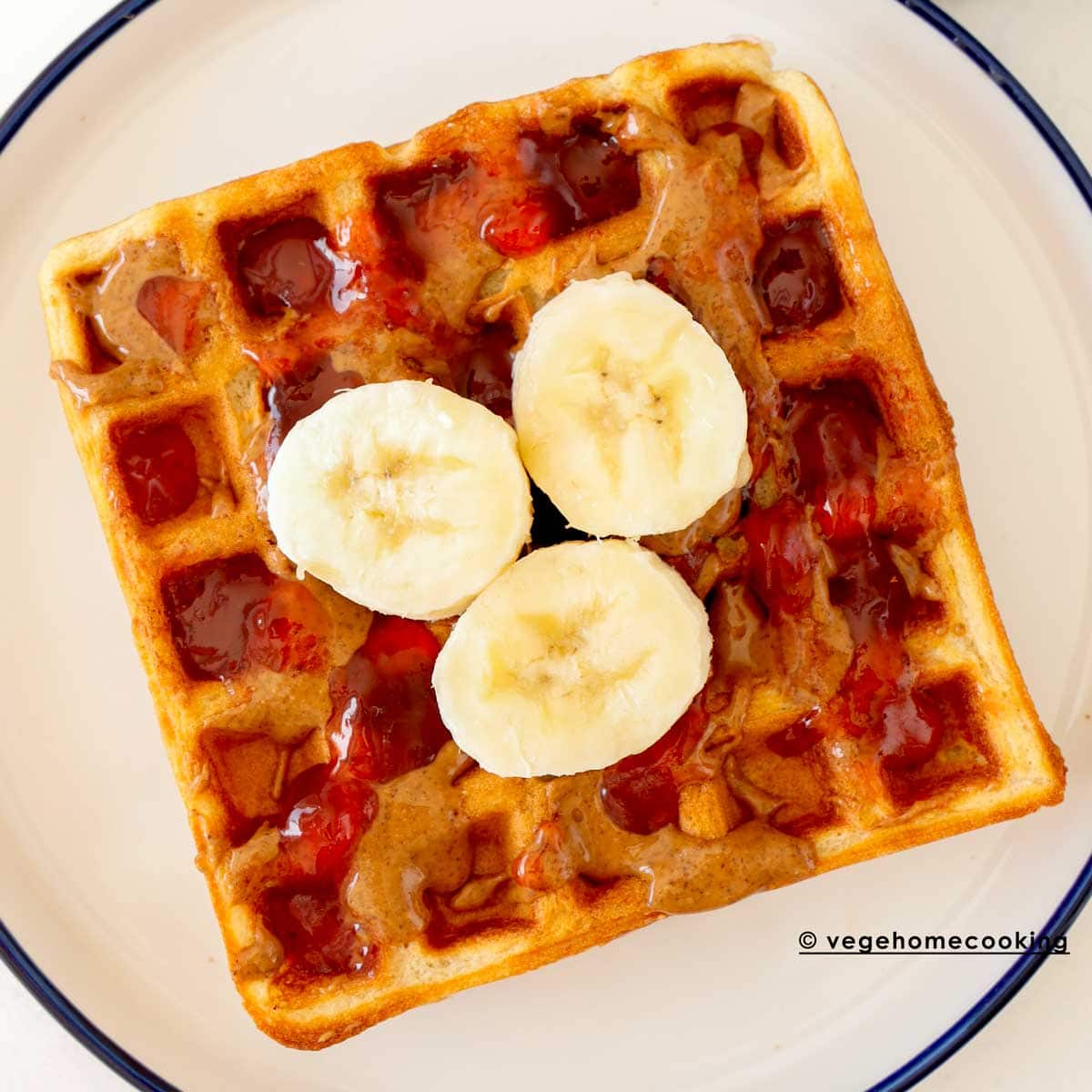 Almond Butter and Jam Waffles (Eggless)